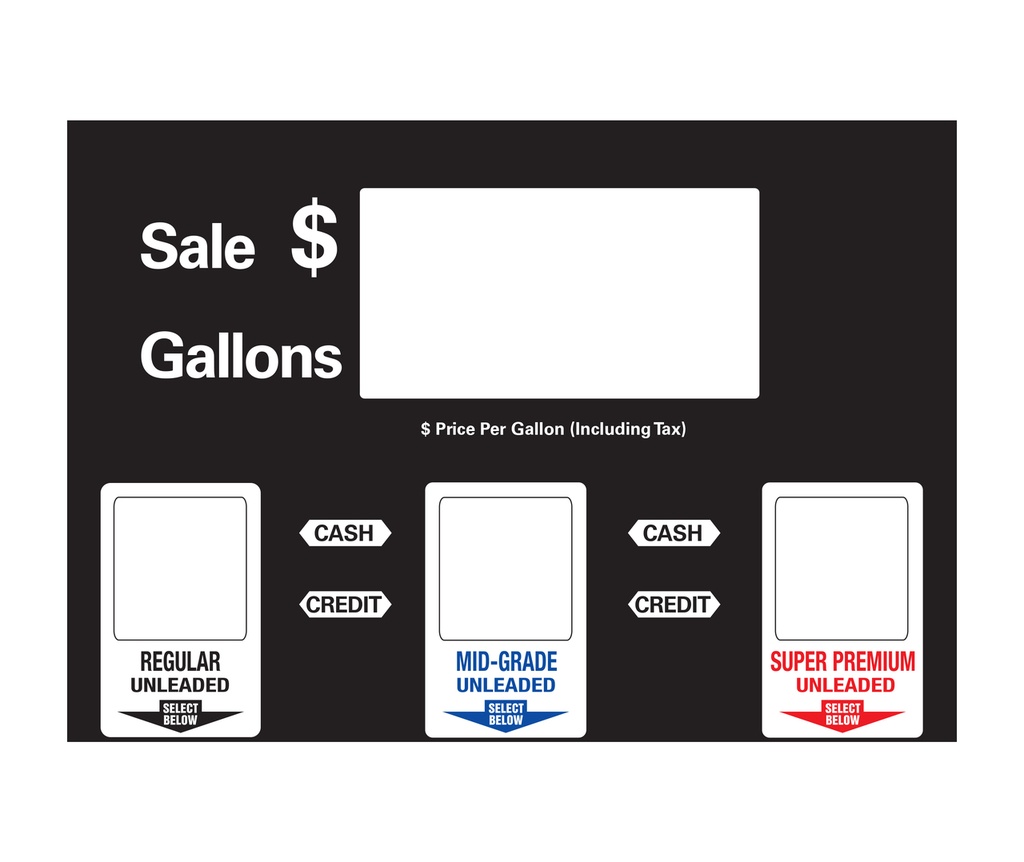 DG2-DF32-GENR Vista 390/590U Dialface  Decal 3 Products Dual Price Generic/Custom