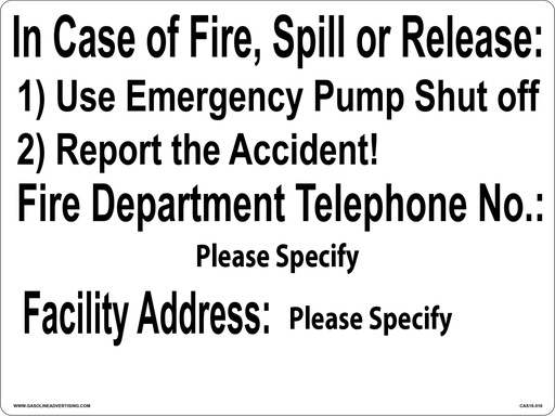 [CAS18-018] CAS18-018 - 16" x 12" Metal - Emergency Procedures