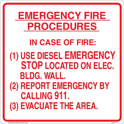 [CAS17-27] CAS17-27 - 18" x 18" Metal - Emergency Fire...