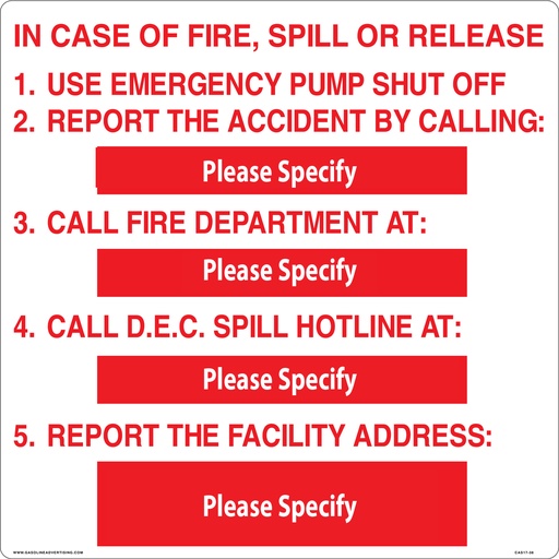 [CAS17-38] CAS17-38 - 18" x 18" Metal - Emergency Procedures