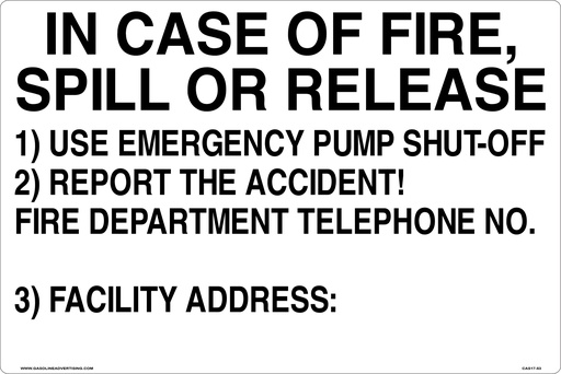 [CAS17-53] CAS17-53 - 24" x 16" Metal - Emergency procedures