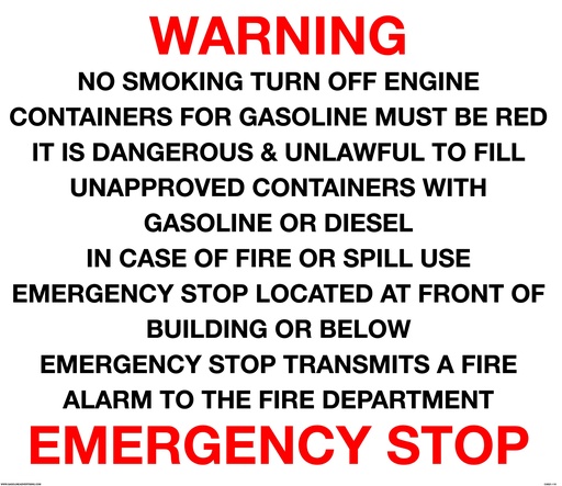 [CAS21-110] CAS21-110 - 28"W X 24"H WARNING EMERGENCY STOP Aluminum Sign