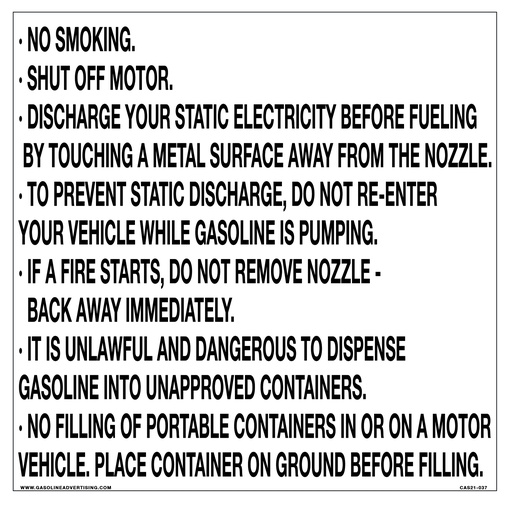 [CAS21-037] CAS21-037 - 12"W x 12"H NO SMOKING Aluminum Sign