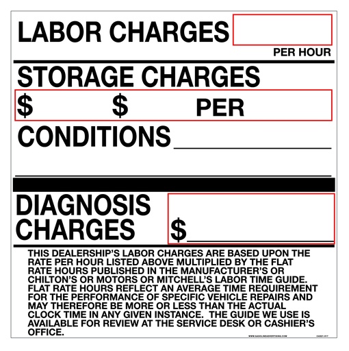 [CAS21-017] CAS21-017 - 24"W x 24"H CHARGES Aluminum Sign