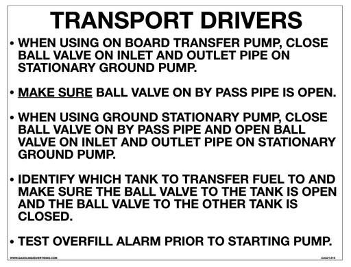 [CAS21-015] CAS21-015 - 24"W x 18"H TRANSPORT DRIVERS Aluminum Sign