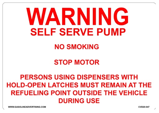 [CAS20-047] CAS20-047 - 10"W x 7"H  WARNING  SELF SERVE PUMP Aluminum Sign