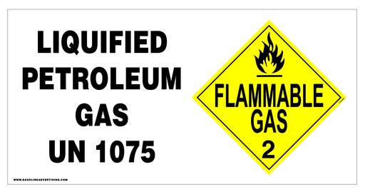 [CAS18-JWK - FLAMMABLE GAS] CAS18-JWK - 24"W x 12"H FLAMMABLE GAS- LIQUIFIED PETROLEUM GAS Aluminum Sign