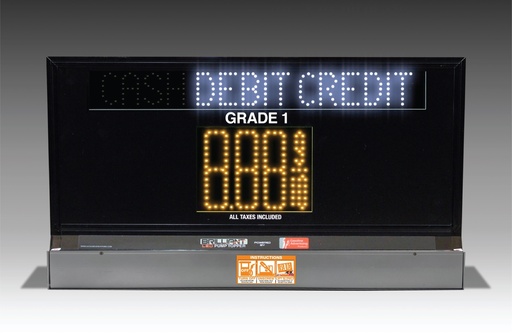 1 GRADE XL100 SERIES CASH/CREDIT TOGGLING PUMP TOP LED FUEL PRICE SIGN WITH 4.75" LED DIGITS