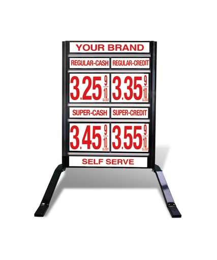 2 GRADES VXS220 SERIES CASH/CREDIT FUEL PRICE SIGN WITH 12" FLIP DIGITS VERSA DISPLAY - FREESTANDING - CURB STAND - MONUMENT STYLE