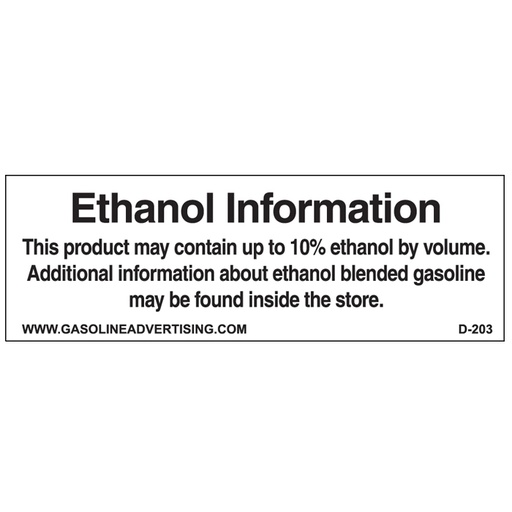 [D-203] D-203 EPA Regulated Ethanol Decal - ETHANOL INFO...