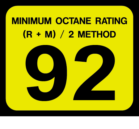 [D-20-92] D-20-92 Octane & Cetane Rating Decal - MINIMUM OCTANE...