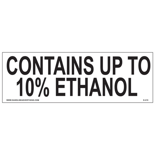 [D-215] D-215 EPA Regulated Ethanol Decal - CONTAINS UPTO...