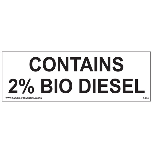 [D-230] D-230 EPA Regulated Ethanol Decal - CONTAINS 2%...