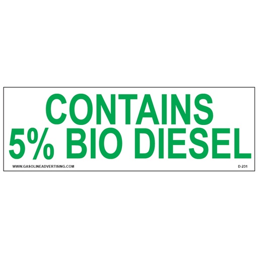 [D-231] D-231 EPA Regulated Ethanol Decal - CONTAINS 5%...