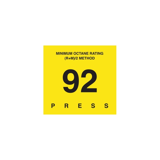 [D-29-92] D-29-92 Octane & Cetane Rating Decal - MINIMUM OCTANE...