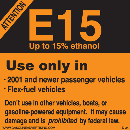 [D-34] D-34 Ethanol Decal - USE ONLY...