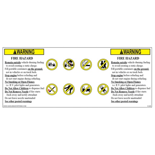 [D-449] D-449 Fueling instructions Decal - WARNING...