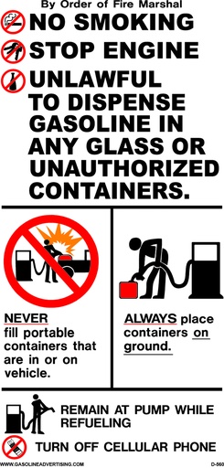 [D-473] D-473 Pump Panel Decal - NO SMOKING   STOP ENGINE