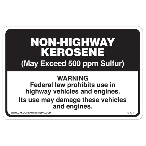 [D-474] D-474 Regulated Kerosene Decal - Non-Highwy Kerosene...