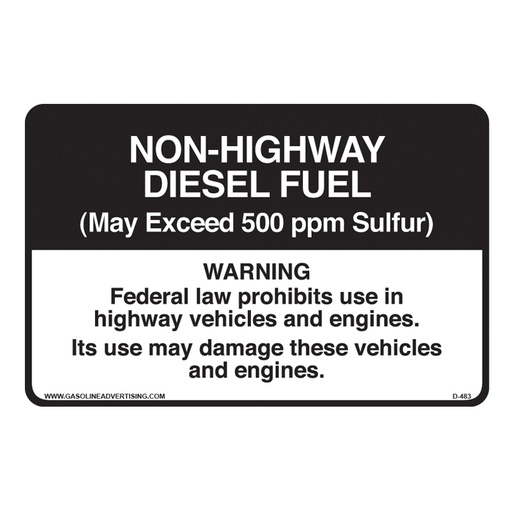 [D-483] D-483 Highway Diesel Decal - NON HIGHWAY DIE...