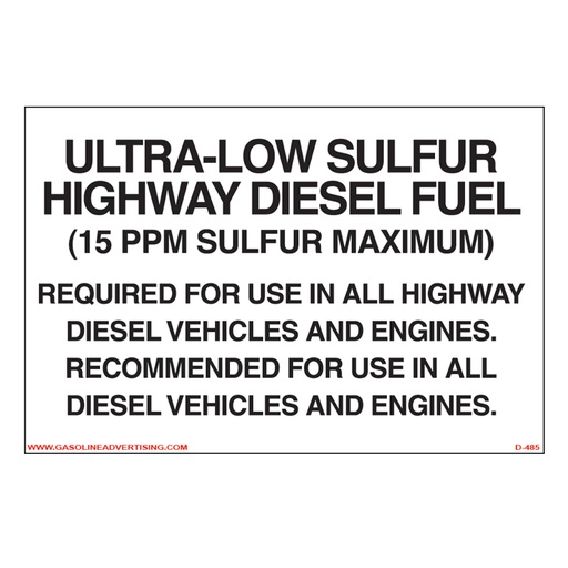 [D-485] D-485 Highway Diesel Decal - ULTRA-LOW SUL...