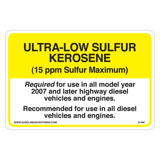 [D-496] D-496 EPA Regulated Kerosene Decal - ULTRA-LOW...