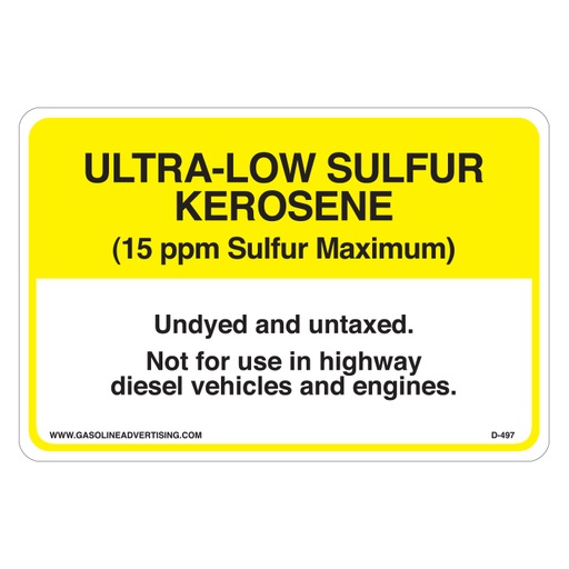 [D-497] D-497 Regulated Kerosene Decal - ULTRA-LOW SUL...