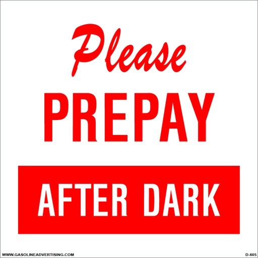 [D-605] D-605 Payment Decal - Please PREPAY...