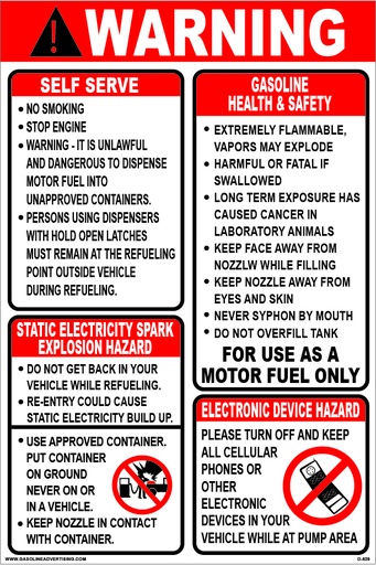 [D-629] D-629 Fueling Instrcution Decal - WARNING...