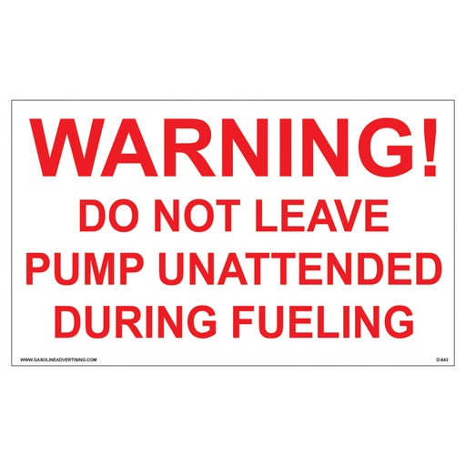 [D-643] D-643 Fueling Instruction Decal - WARNING!...