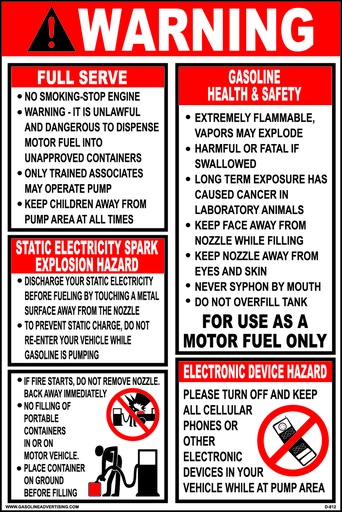 [D-812] D-812 Fueling Instruction Decal - WARNING...