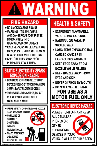 [D-814] D-814 Fueling Instruction Decal - WARNING...