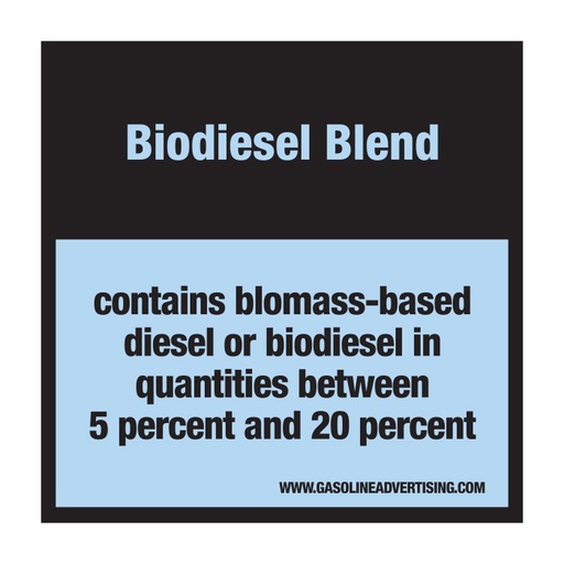 [D-30A] D-30A Pump Ad. Panel Decal - BIODIESEL BLEND