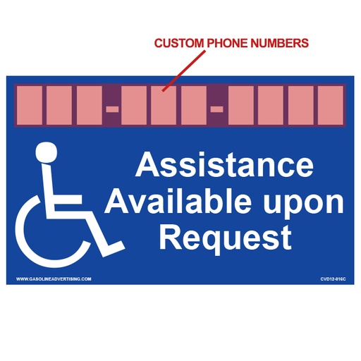 [CVD12-016C] CVD12-016C - 5"W X 3"H - ADA Decal - ASSISTANCE AVAILABLE... High Performance Decal