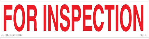 [CVD16-100] CVD16-100 - 12"W X 3"H - FOR INSPECTION Decal