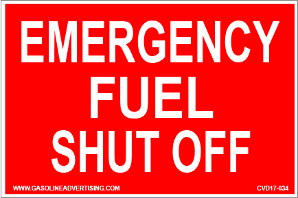 [CVD17-034] CVD17-034 - 6"W X 4"H - EMERGENCY FUEL SHUT OFF Decal