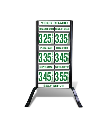 3 GRADES VXS320 SERIES CASH/CREDIT FUEL PRICE SIGN WITH 12" FLIP DIGITS VERSA DISPLAY - FREESTANDING - CURB STAND - MONUMENT STYLE