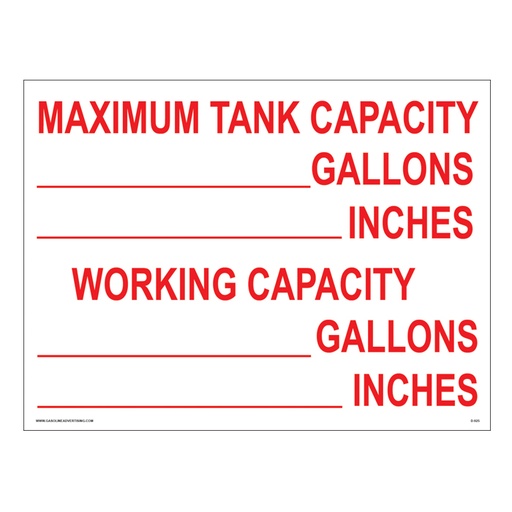 [D-925] D-925 AST & Bulk Fuel Plant Decal - MAXIMUM TANK...