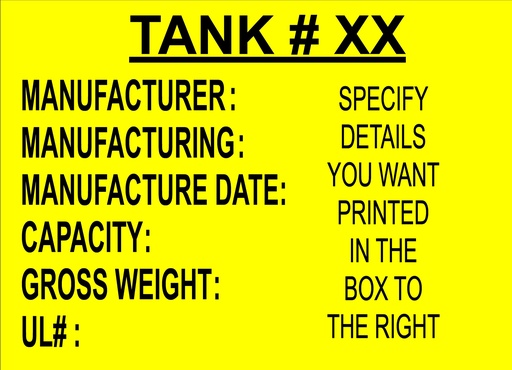 [CAS10-36] CAS10-36 - 36" x 24" Tank Information Aluminum Sign