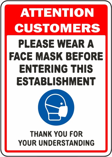 CORONAVIRUS (COVID-19) - WEAR A MASK Sign 12" W x 16" H