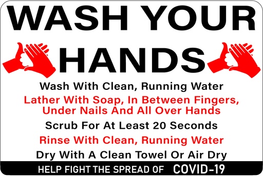 [COVID19-D05] CORONAVIRUS (COVID-19) - Wash Your Hands Decal 6" W x 4" H