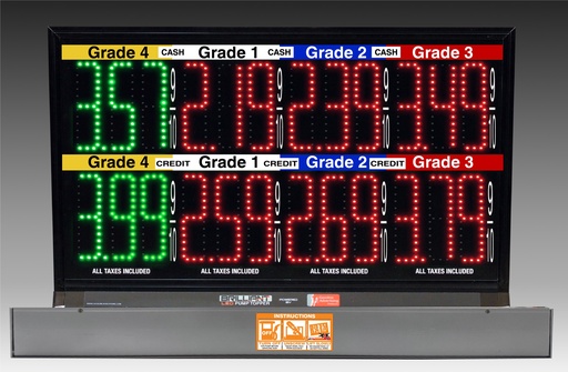 4 GRADES XL470 SERIES 2 LEVELS PUMP TOP FUEL PRICE SIGN WITH 4.75" LED DIGITS