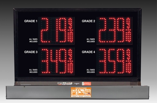 4 GRADES  XL450 SERIES PUMP TOP FUEL PRICE SIGN WITH 4.75" LED DIGITS