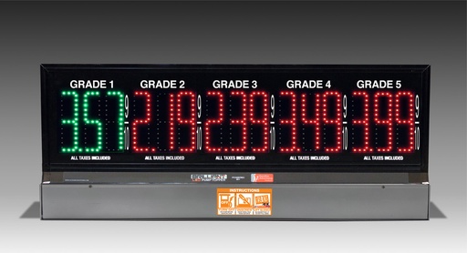 5 GRADES XL500 SERIES PUMP TOP FUEL PRICE SIGN WITH 4.75" LED DIGITS