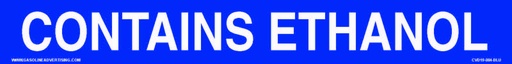 [CVD19-084-BLU] CVD19-084-BLU 1" x 8" "CONTAINS ETHANOL" White on Blue Background