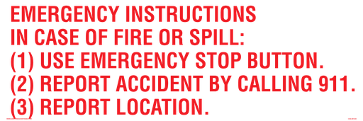 [CAS-4816-EI] 48" x 16" Metal - Emergency Instructions - Red on White