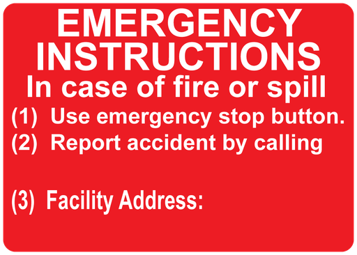 [CAS-B7] CAS-B7 - 14" x 10" Metal - Emergency Instruction -W/R