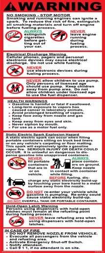 [CVD15-005] CVD15-005 - 5"W X 12"H - ! WARNING... Gasoline - Decal