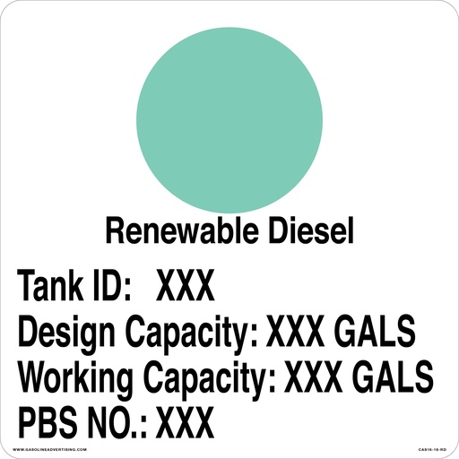 [CAS16-18RD] CAS16-18RD - 16" x 16" - "Tank ID: XXX Design Capacity : XXX Gals  Working Capacity: XXX Gals" PBSNO.: XXX AQUA CIRCLE on WHITE