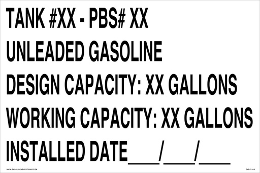 [CVD17-112] CVD17-112 - 24"W x 16"H - TANK INFO Decal